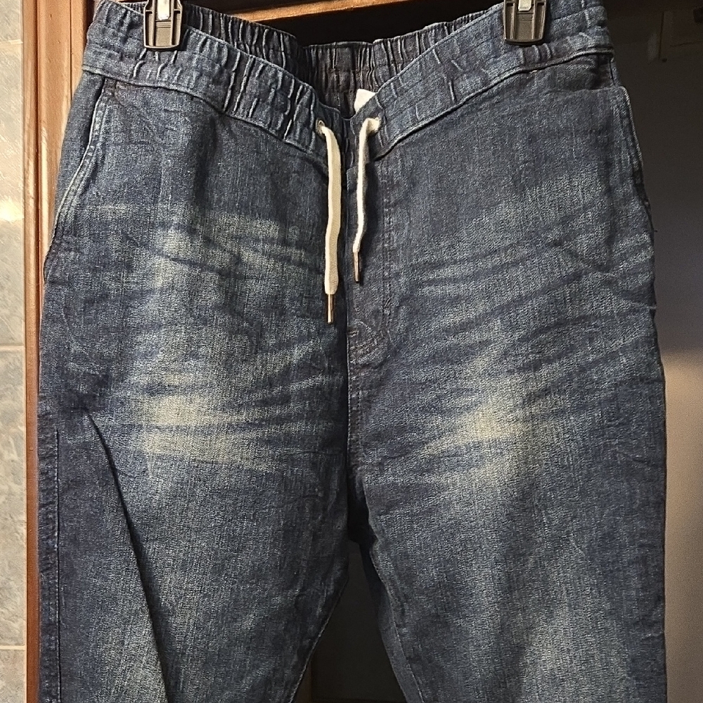 H&M Relaxed Slim Fit Denim Joggers - Dark Blue